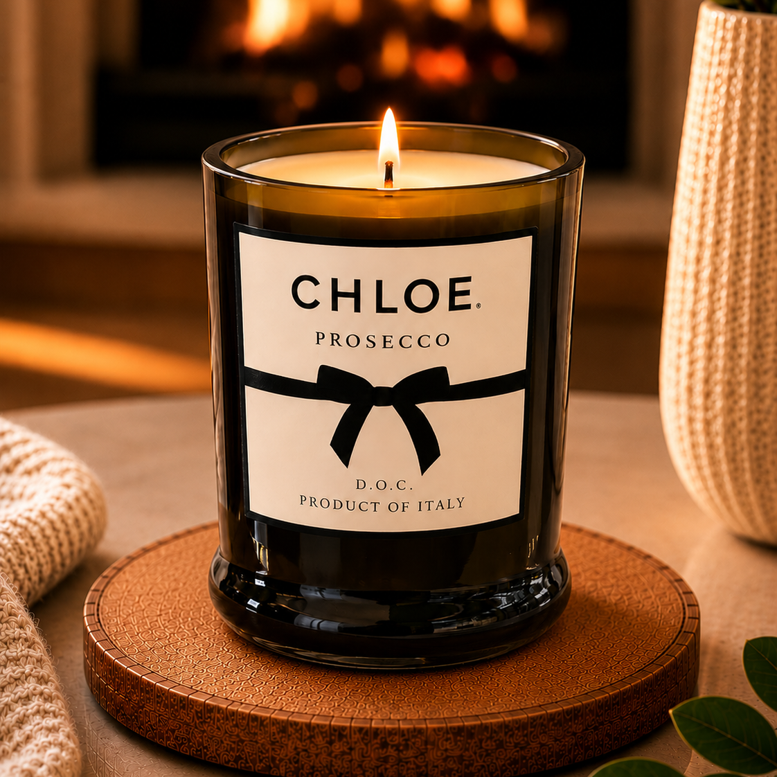 Chloe Prosecco® Bottle Candle – 16 oz | Handcrafted Upcycled Wine Bottle Candle