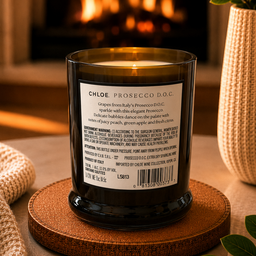 Chloe Prosecco® Bottle Candle – 16 oz | Handcrafted Upcycled Wine Bottle Candle