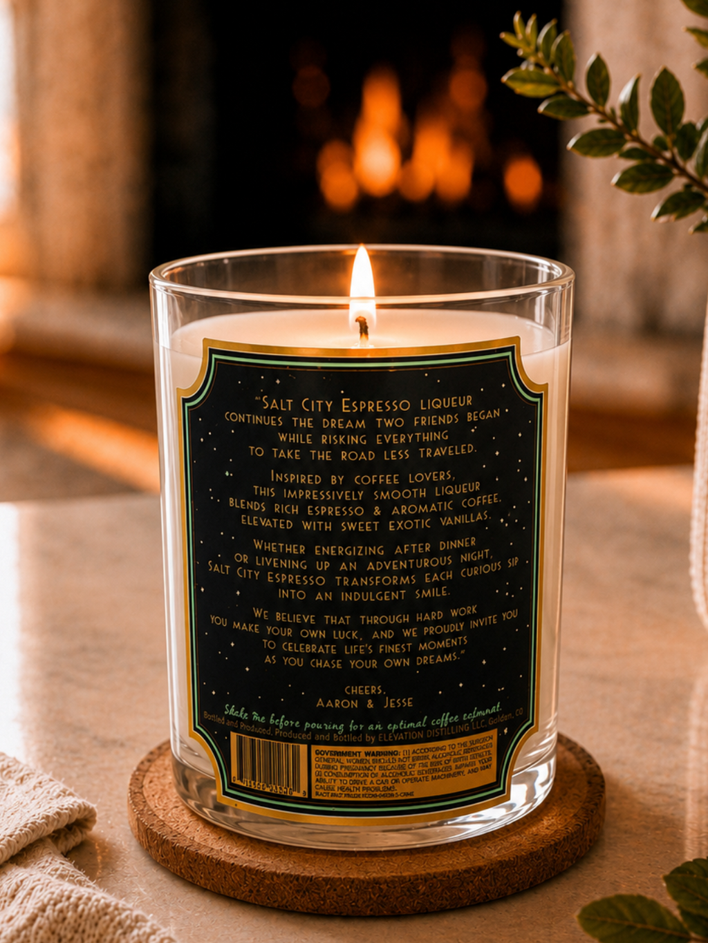 Salt City Espresso Vodka® Bottle Candle Bottle Candle 20oz