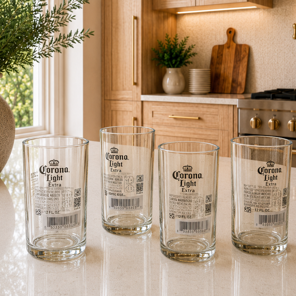 Coronita® Light Beer Bottle Drinking Glasses 10 oz – Set of 4