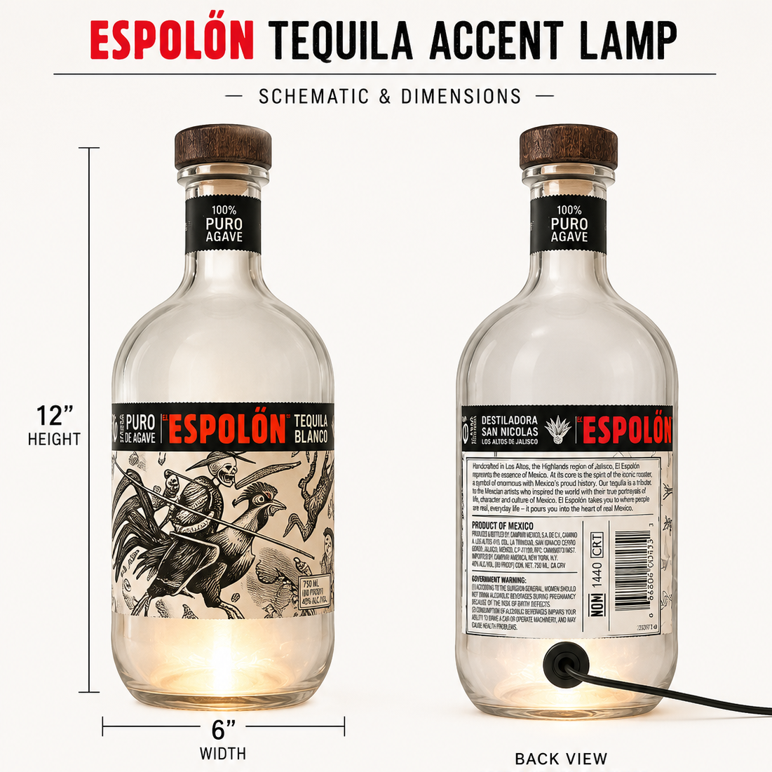 Espolón® Tequila Extra Large Bottle Accent Lamp