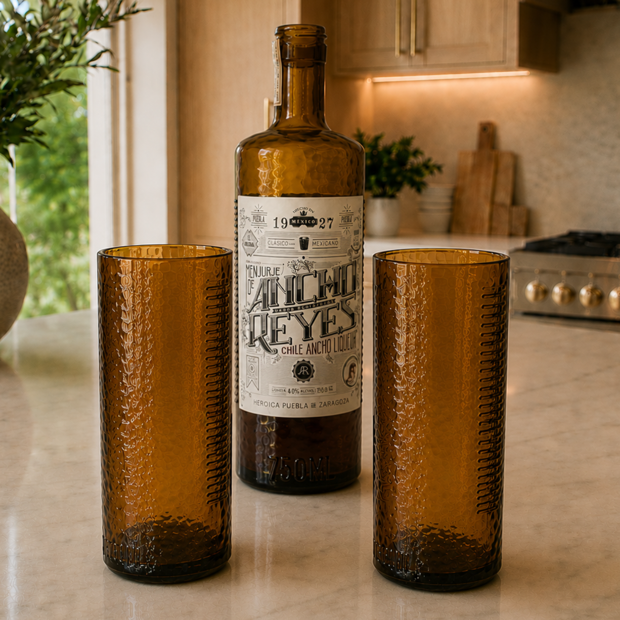 Ancho Reyes® Liqueur Bottle Drinking Glassware 16 oz – Set of 2