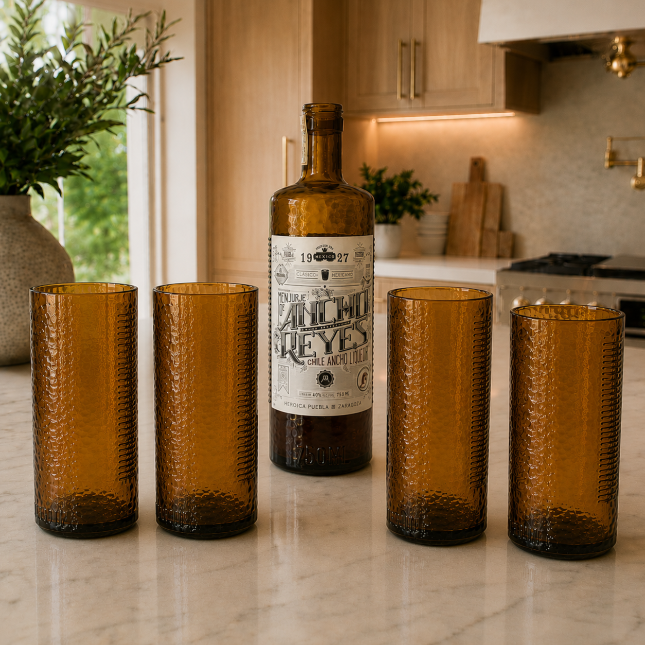 Ancho Reyes® Liqueur Bottle Drinking Glassware 16 oz – Set of 4