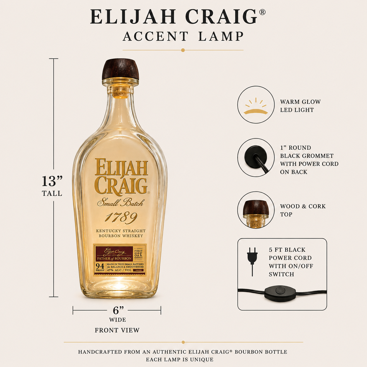 Elijah Craig® Extra Large Bottle Accent Lamp