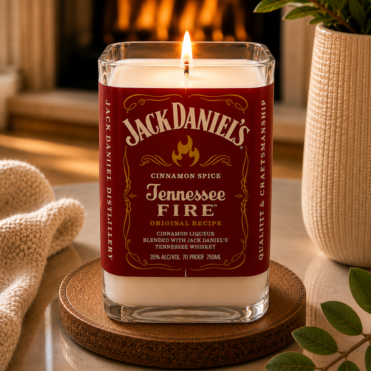 Jack Daniel Tennessee Fire Bottle Candle 20 oz