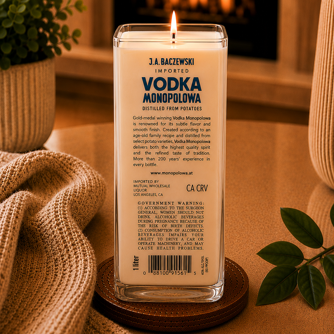 J.A. Baczewski® Monopolowa Vodka® Bottle Candle 20 oz