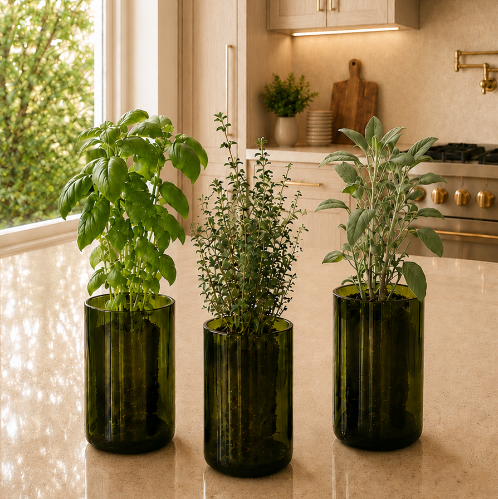 Wine Bottle Planters Set of 3