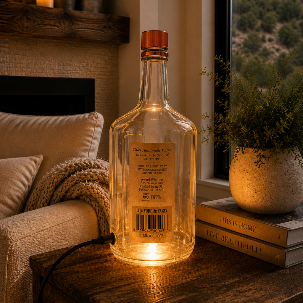Tito's Handmade Vodka® Extra Large Bottle Accent Lamp – Upcycled Bottle Table Lamp