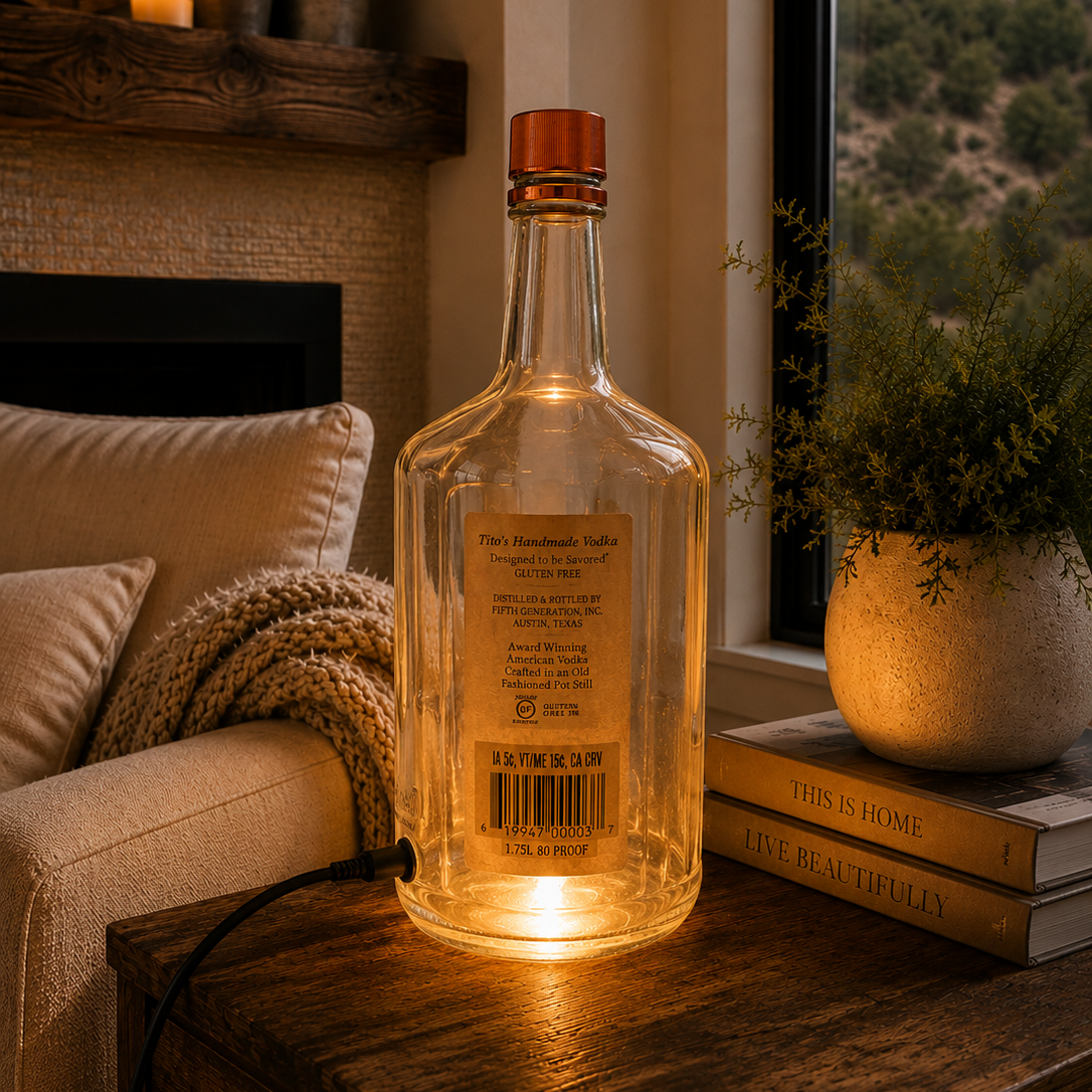 Tito's Handmade Vodka® Extra Large Bottle Accent Lamp – Upcycled Bottle Table Lamp